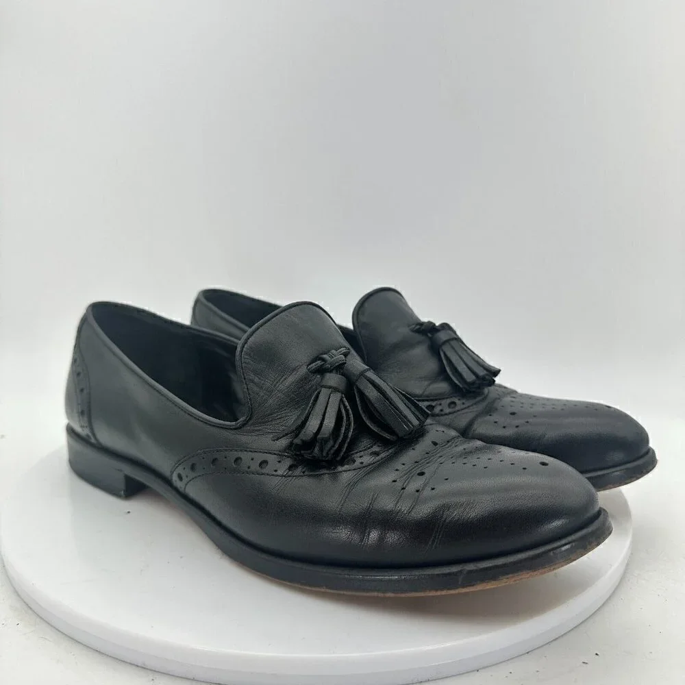 Salamander France Men Size 7.5 EU 40 Tasseled Loafer Slip On Shoes Black Leather